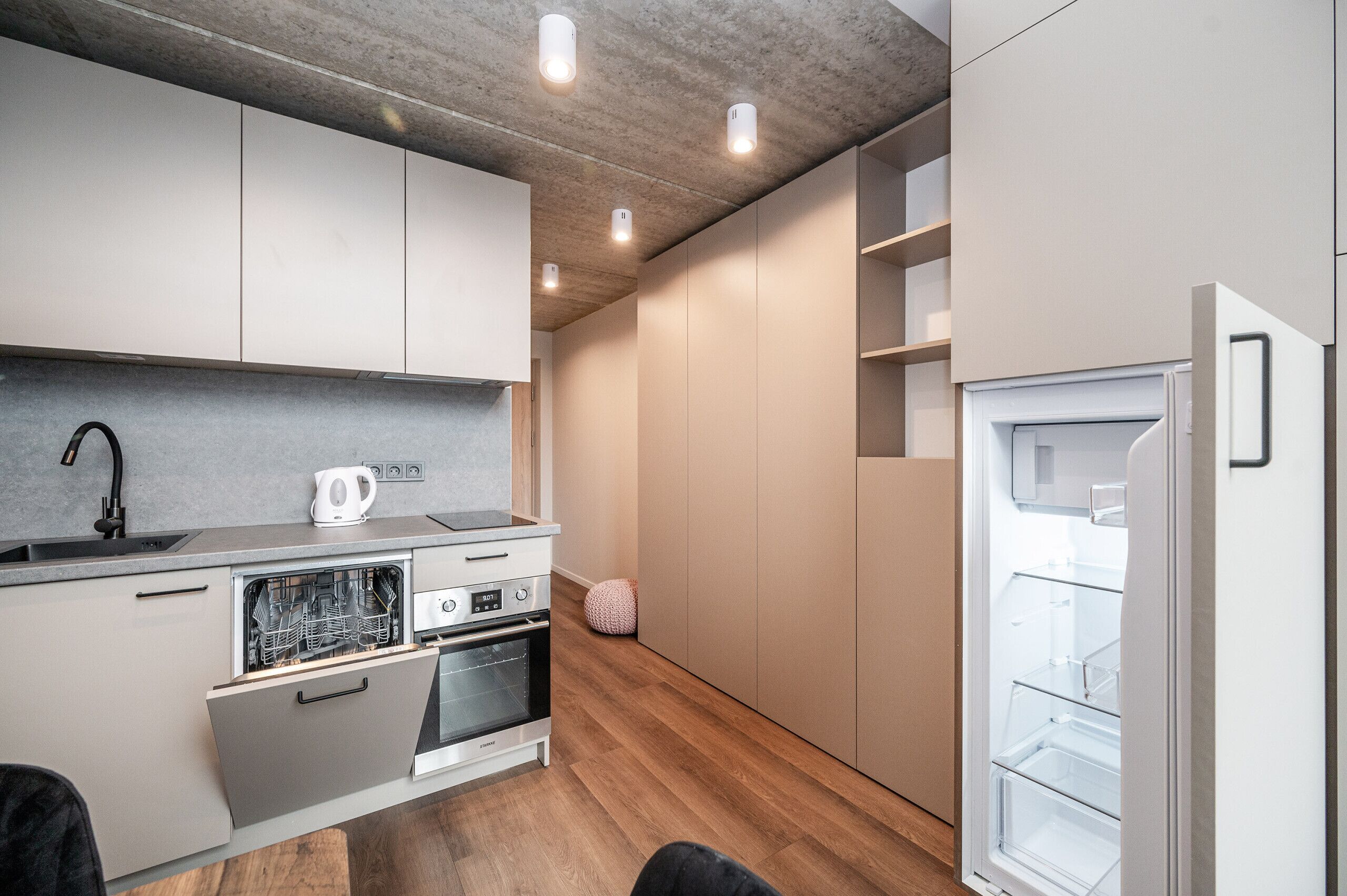 Fridge, oven, dishwasher, electric kettle