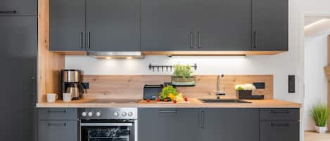 Fridge, oven, stovetop, dishwasher