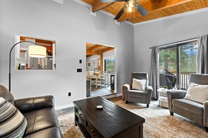 スマートテレビ、暖炉、書庫、書斎 / ワークスペース