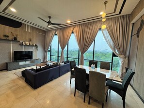 Junior Studio, 1 Bedroom, Non Smoking, City View | Living area | 43-inch Smart TV with digital channels, fireplace - Grand Lumia Suite At Opus Residence (Kuala Lumpur)