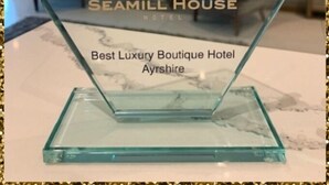 A glass award for the Best Luxury Boutique Hotel in Ayrshire at the Seamill House.