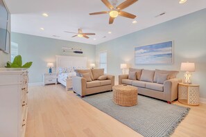 Smart-TV, Kamin, Videospiele, Tischfußball