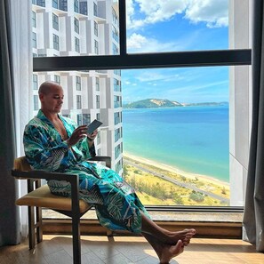 Doppia Luxury uso singolo, 1 letto king, vista mare, fronte mare | Biancheria in cotone egiziano, biancheria da letto di alta qualità