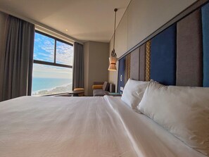 Doppia Luxury uso singolo, 1 letto king, vista mare, fronte mare | Biancheria in cotone egiziano, biancheria da letto di alta qualità