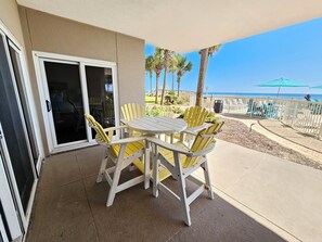 Outdoor dining - Sandy Key 123:  2 BR / 2 BA Gulf Front Condo in Perdido Key, FL  Sleeps 6 (Pensacola)