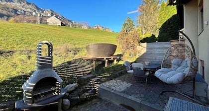 Cozy chalet in the Swiss Alps with Heidi bed. Pet friendly!