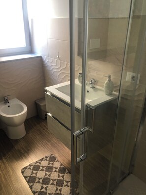 Dusche, Haartrockner, Bidet, Handtücher