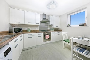 Fridge, microwave, oven, toaster