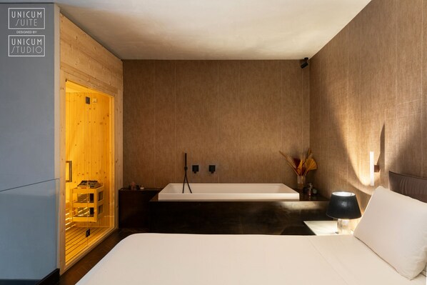 华丽套房, 1 张特大床和 1 张沙发床, 简易厨房, 城市景观 | 私人 SPA 浴缸