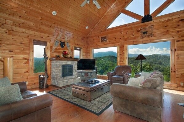 Smart TV, fireplace, table football