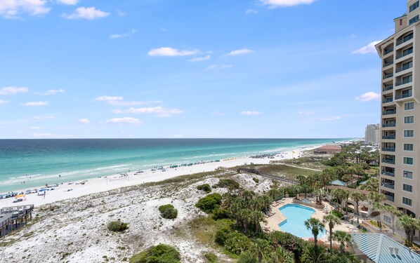 A beach resort with a pool, beach, and ocean view. - VillaSolare-Sandestin: 9th-Floor Gulf-Front+Views (Miramar Beach)
