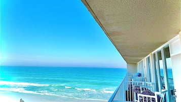 On the beach, beach umbrellas