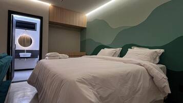 Individually decorated, individually furnished, desk, laptop workspace