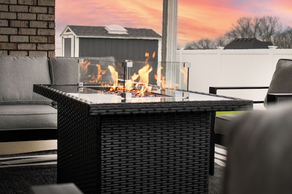 Cozy outdoor fire setting