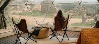 A Cozy Fireside Glamping Escape with Ridge Views