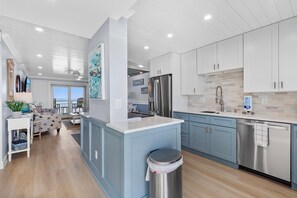 Condo, 1 King Bed with Sofa bed (Sea Coast Gardens II 402) | Private kitchen | Oven, toaster - Sea Coast Gardens II 402 (New Smyrna Beach)