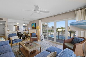 Condo, Multiple Beds (Schooner Point A204) | Living area | TV - Schooner Point A204 (New Smyrna Beach)
