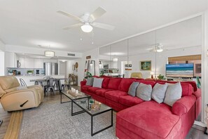 Condo, Multiple Beds (Sunrise 606) | Living area | TV - Sunrise 606 (New Smyrna Beach)