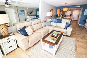 Condo, Multiple Beds (Ponce de Leon Towers 703) | Living area | TV - Ponce de Leon Towers 703 (New Smyrna Beach)