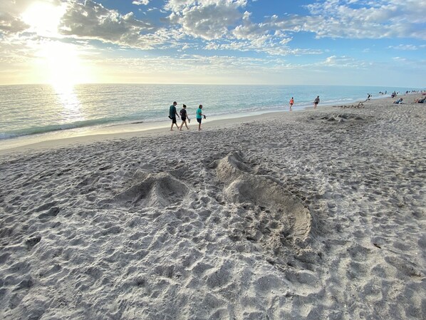 Sun-loungers, beach towels