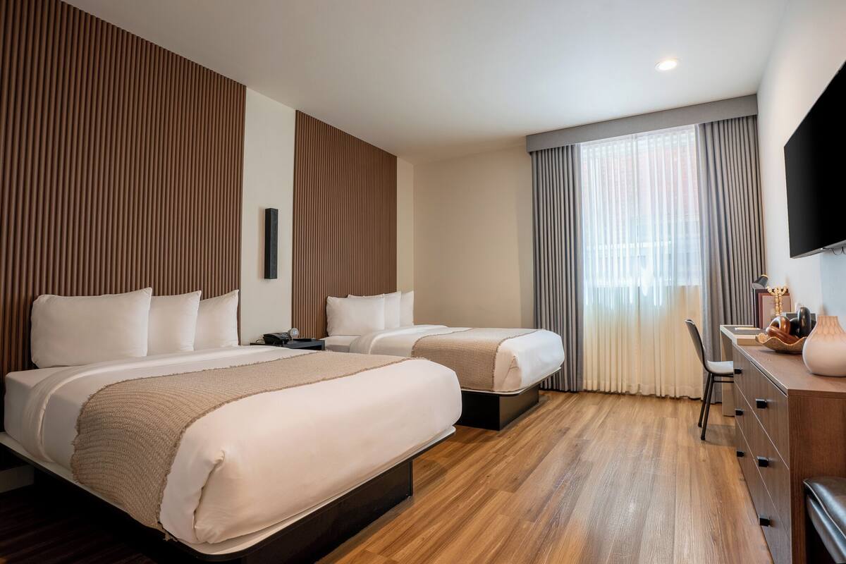 Comfort Room, 2 Double Beds, Non Smoking | In-room safe, desk, laptop workspace, blackout drapes