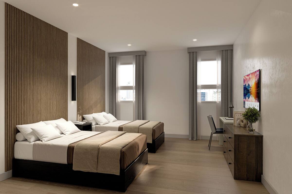 In-room safe, desk, laptop workspace, blackout drapes
