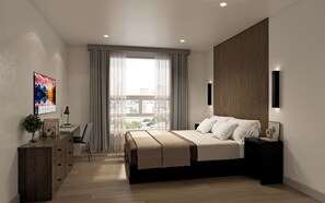 Standard Room, 1 King Bed, Non Smoking | In-room safe, desk, laptop workspace, blackout curtains - Kins Hotel (Los Angeles)
