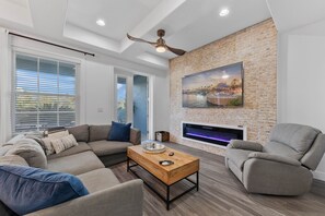 TV, fireplace, video games