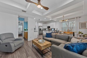 TV, fireplace, video games