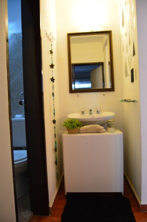 Shower, bidet, toilet paper