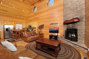 TV, fireplace, video games