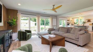 TV, fireplace, offices