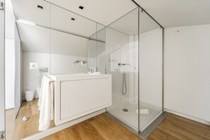 Douche, sèche-cheveux, serviettes fournies
