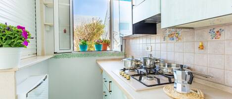 Jääkaappi, mikroaaltouuni, liesi, astianpesukone