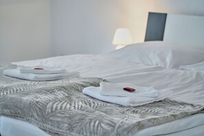 1 habitación, escritorio, tabla de planchar con plancha y cuna de viaje 