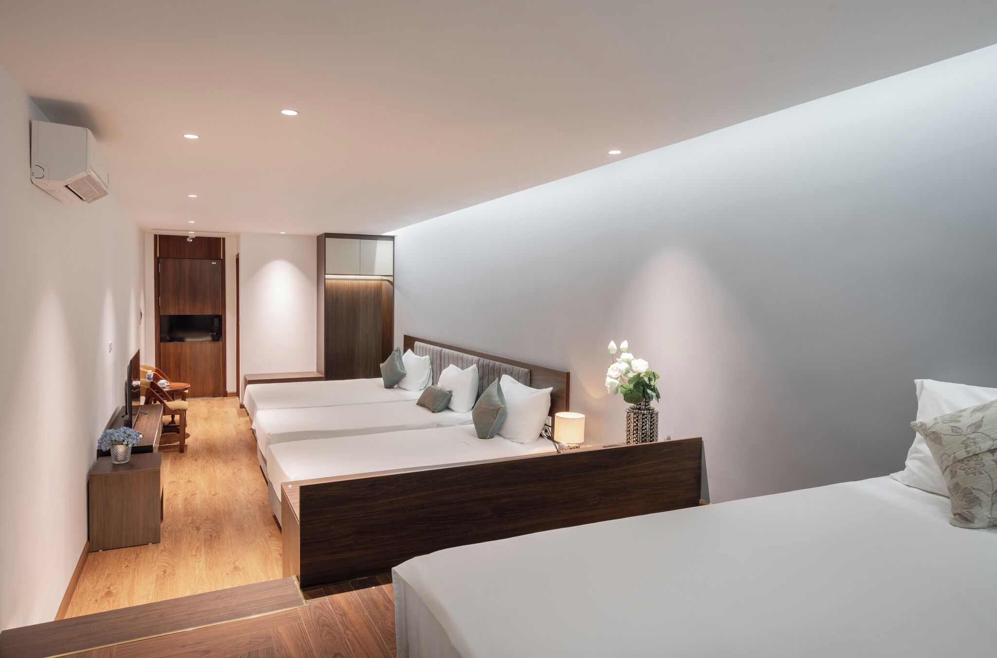 Family Room, Multiple Beds | Premium bedding, minibar, desk, laptop workspace