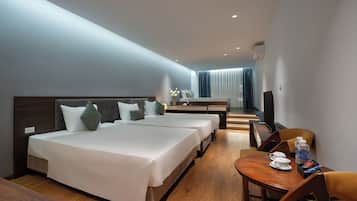 Family Room, Multiple Beds | Premium bedding, minibar, desk, laptop workspace