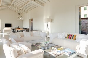 TV, fireplace - Villa 'Loft' with Shared Pool, Wi-Fi and Air Conditioning (Cortona)