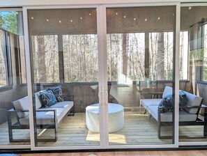 Interior - Modern 2BR Cabin near Highlands · Bright Interior & Forest Views (Highlands)