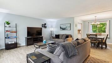 TV, fireplace