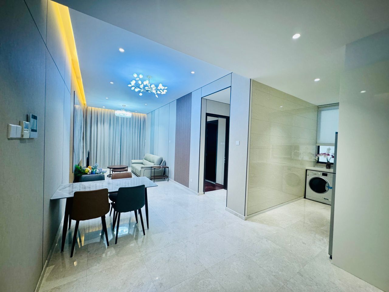 Family Apartment, Balcony, City View | Living area | 52-inch Smart TV with digital channels