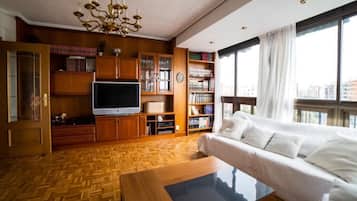 Smart TV, DVD player, books, stereo