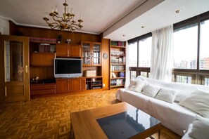 Smart TV, DVD player, books, stereo