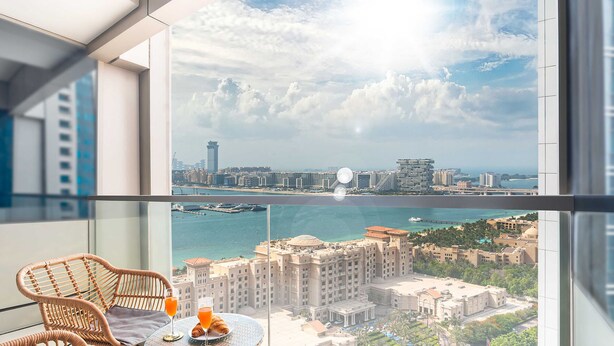 Deluxe Apartment, Sea View | Balcony - Fascinating Ocean Views in a One Bedroom (Dubai)