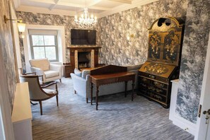 Télévision, cheminée, espaces bureaux