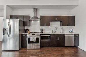 Fridge, microwave, oven, stovetop - Chic Condo for 8 in Desirable Gulch Neighborhood! (Nashville)