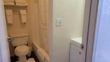 Regadera, secadora de cabello, toallas