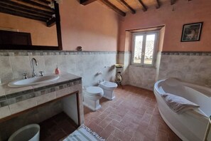 Shower, hair dryer, bidet, towels - Charming Oasis in Tuscany: Historic Spaces with Private Jacuzzi (Coreglia Antelminelli)