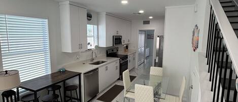 Fridge, microwave, oven, dishwasher