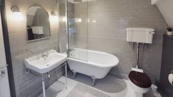 Hair dryer, towels, toilet paper